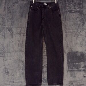 Princess Polly Jeans Womens 6 Black High Rise Straight Leg Button Fly Denim